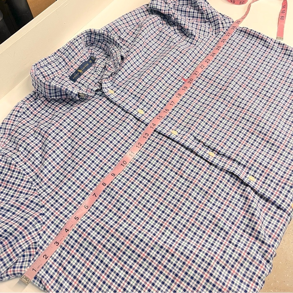 Imperfect Polo Ralph Lauren Plaid Men's Shirt 100% cotton 2XB Big long‎ sleeved - Picture 7 of 13